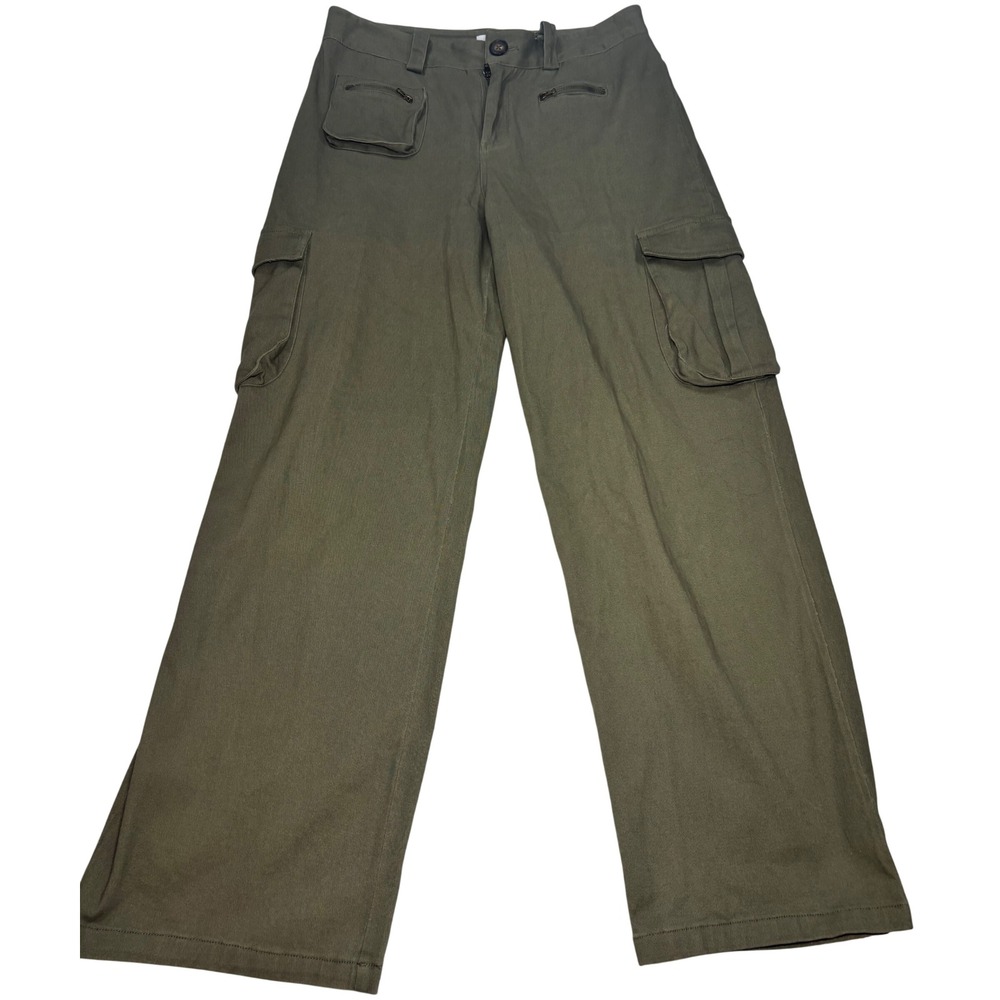 Reveriee Cargo Pants Women Olive Green Excellent Utility Wide Leg Size Medium